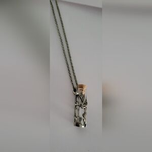 Silver Necklace with Glass Bottle Pendant